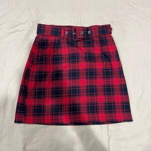 H&M Red and Black Plaid Mini Skirt